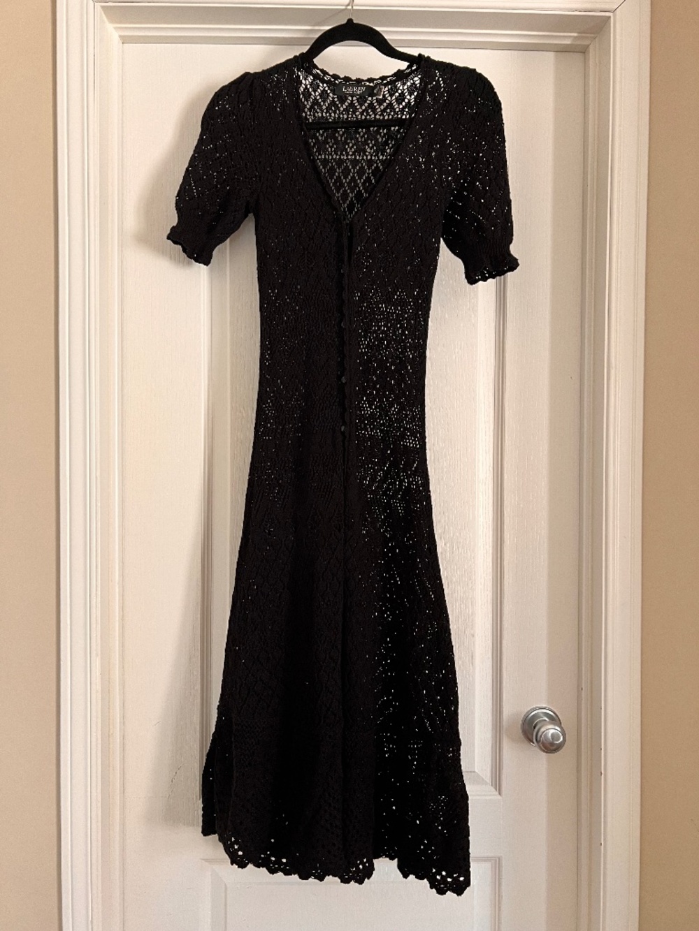 Black crochet swim coverup from Ralph Lauren in size XXS